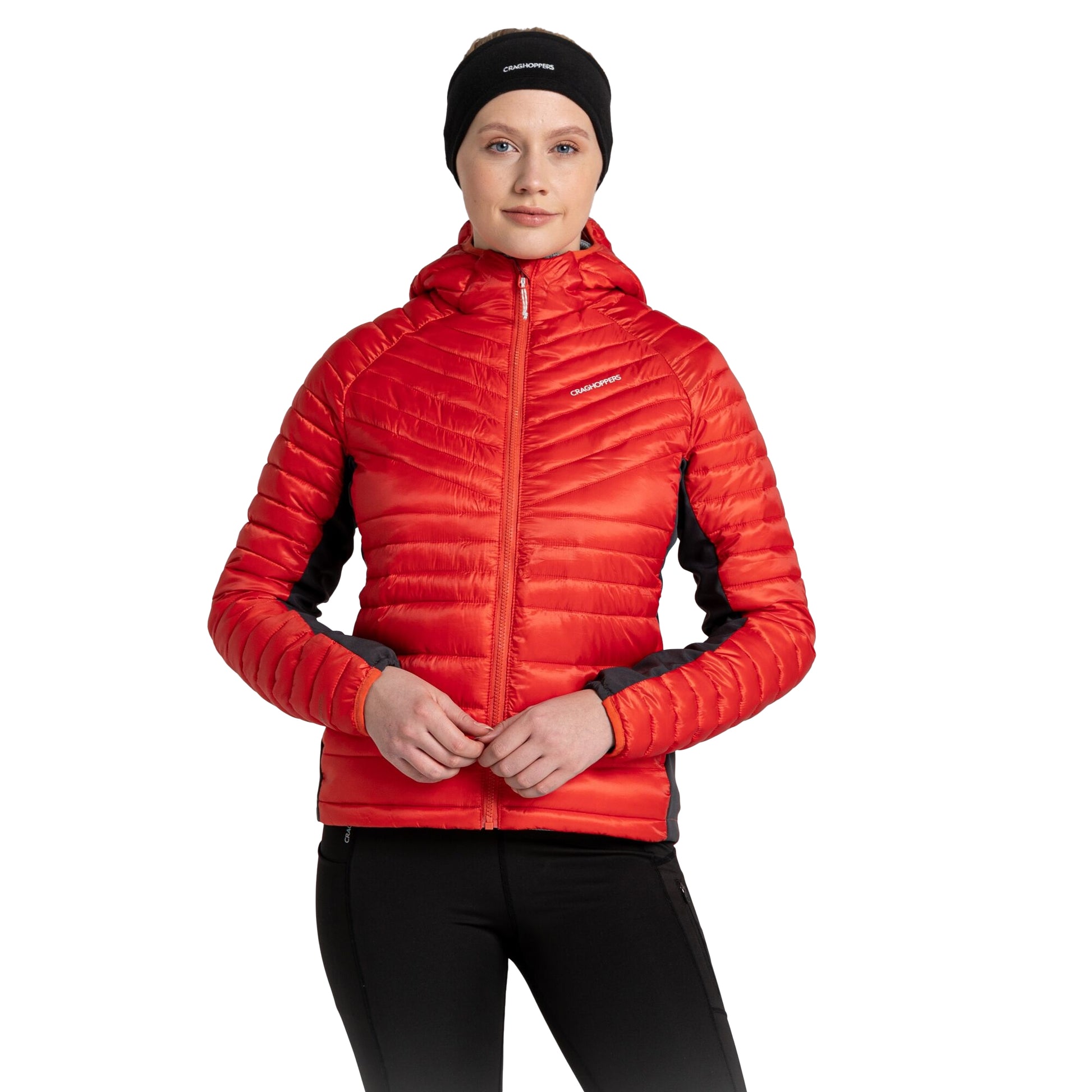 Ember Orange - Side - Craghoppers Womens-Ladies Expolite Hooded Padded Jacket