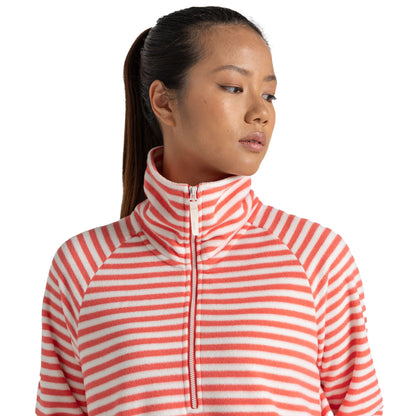 Rose Coral - Side - Craghoppers Womens-Ladies Melina Striped Half Zip Fleece Top