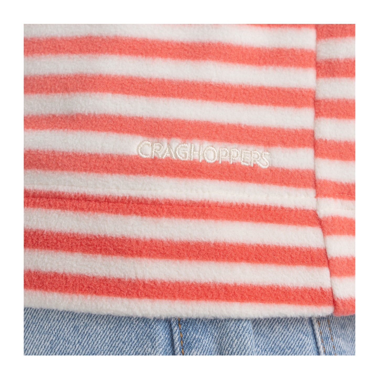 Rose Coral - Pack Shot - Craghoppers Womens-Ladies Melina Striped Half Zip Fleece Top