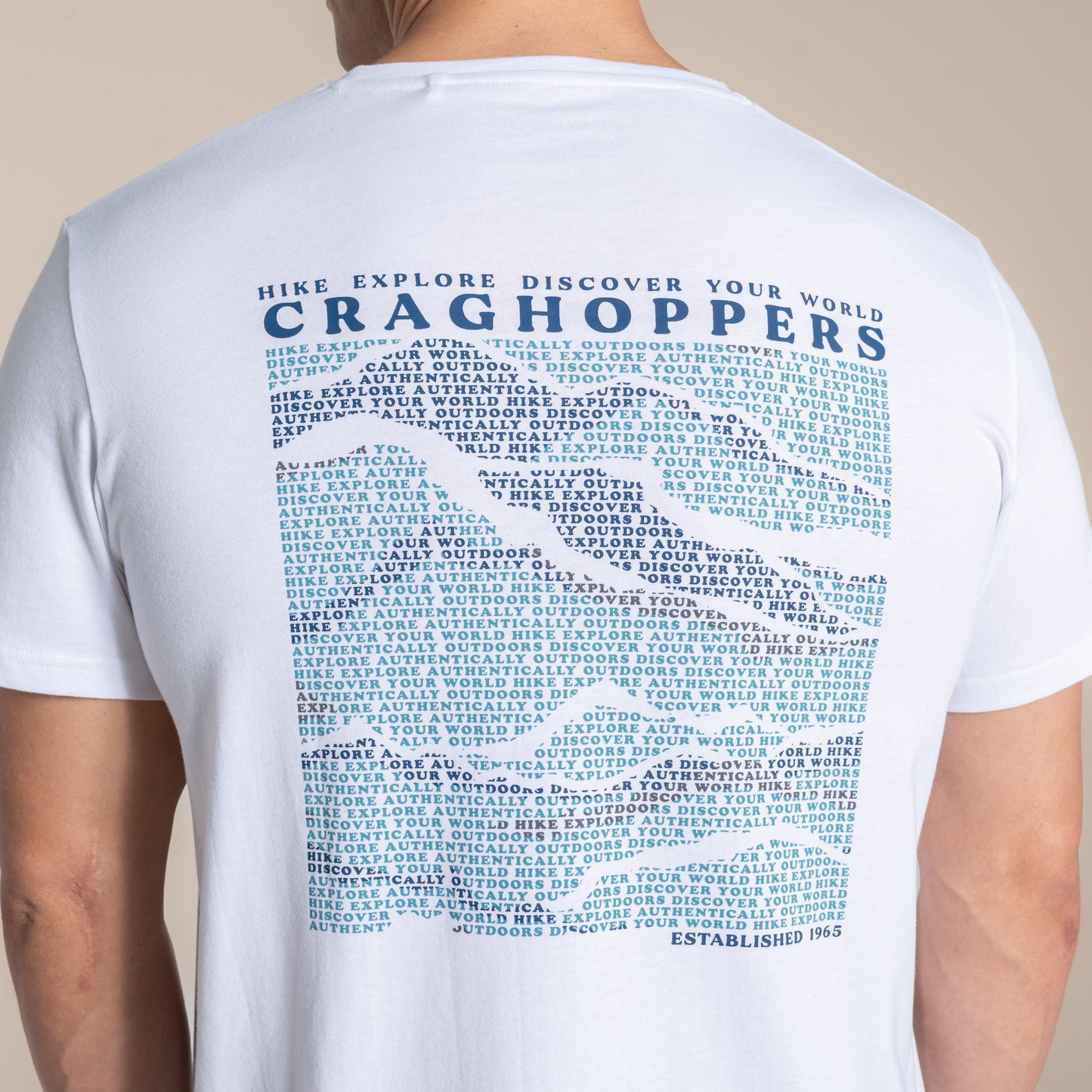 White - Lifestyle - Craghoppers Mens Lucent II Mountain Back Print Short-Sleeved T-Shirt