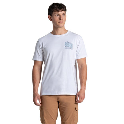 White - Side - Craghoppers Mens Lucent II Mountain Back Print Short-Sleeved T-Shirt