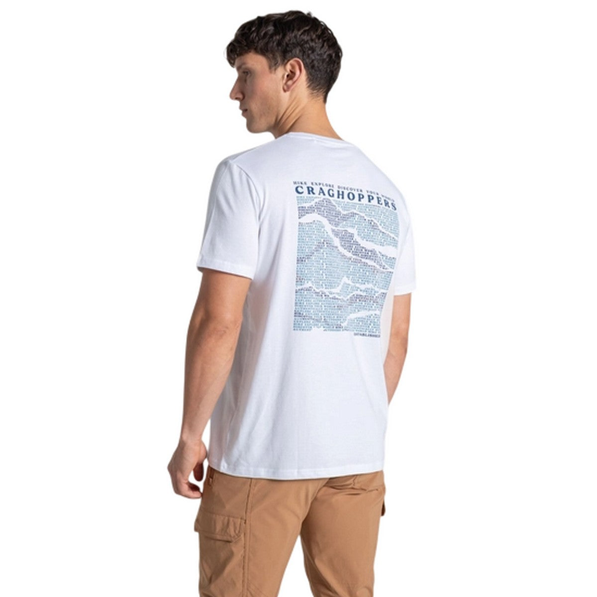 White - Lifestyle - Craghoppers Mens Lucent II Mountain Back Print Short-Sleeved T-Shirt