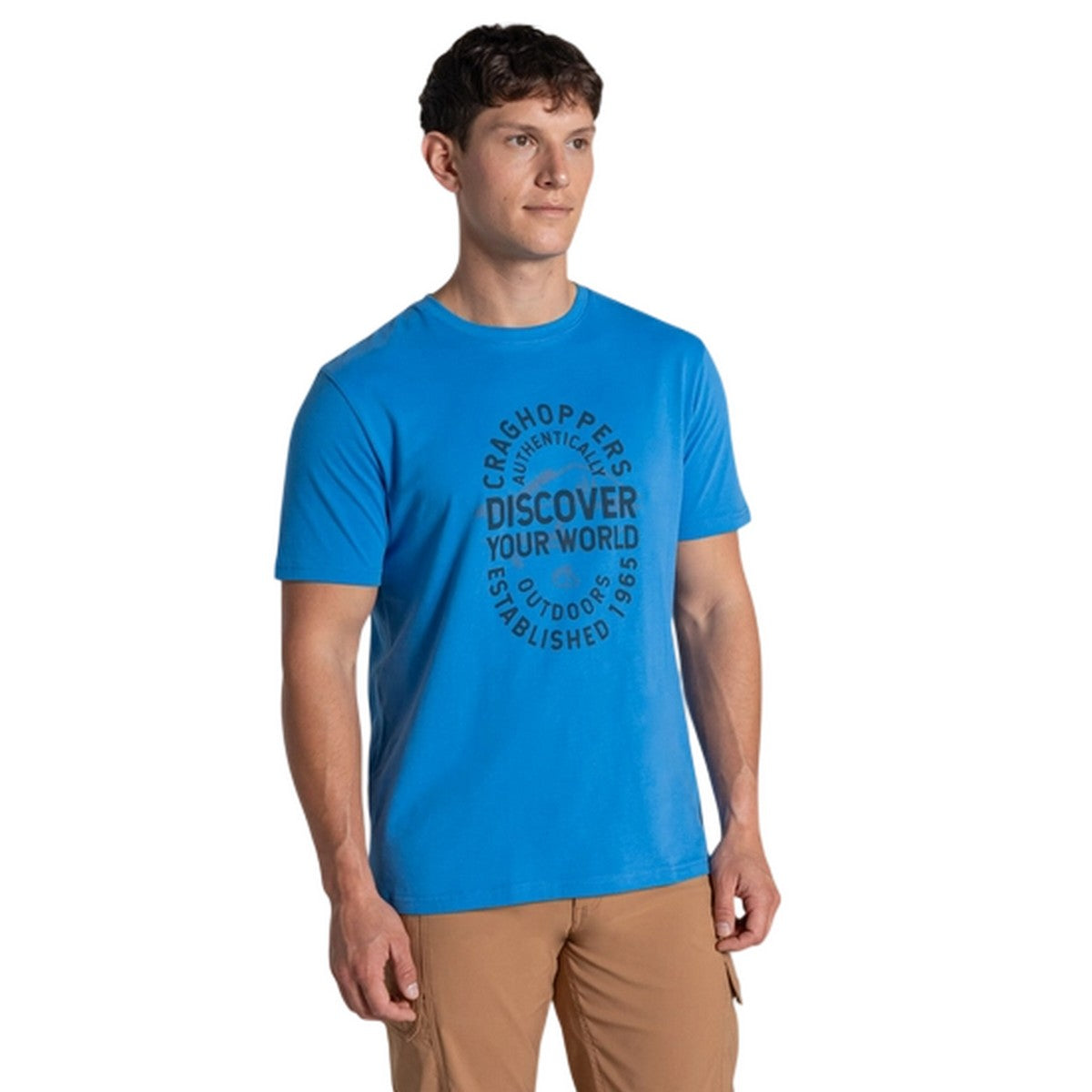Sky Azure - Side - Craghoppers Mens Lucent II Slogan Short-Sleeved T-Shirt