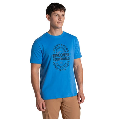 Sky Azure - Side - Craghoppers Mens Lucent II Slogan Short-Sleeved T-Shirt