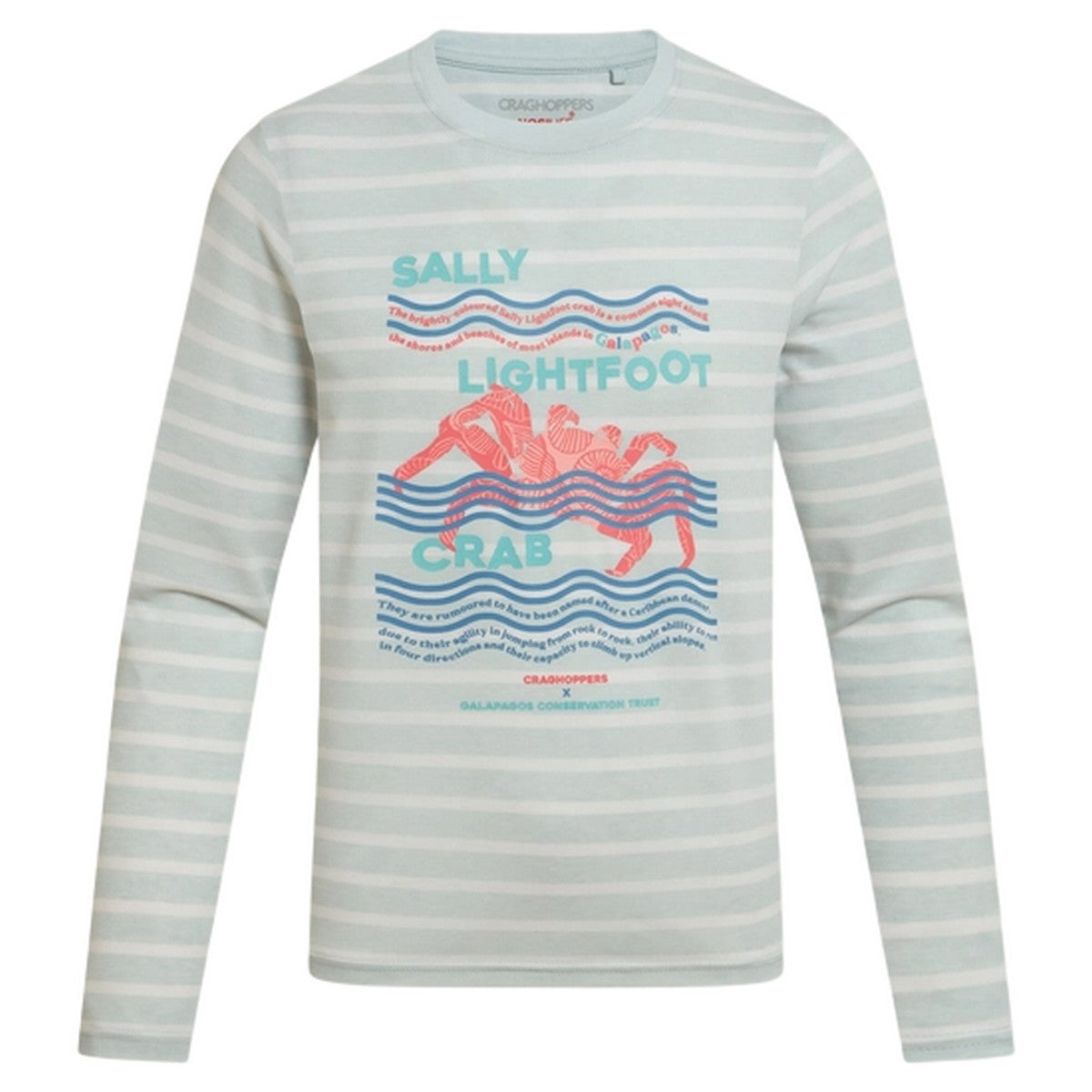 Nimbus Blue - Front - Craghoppers Childrens-Kids Crab Nosilife Stripes Long-Sleeved T-Shirt