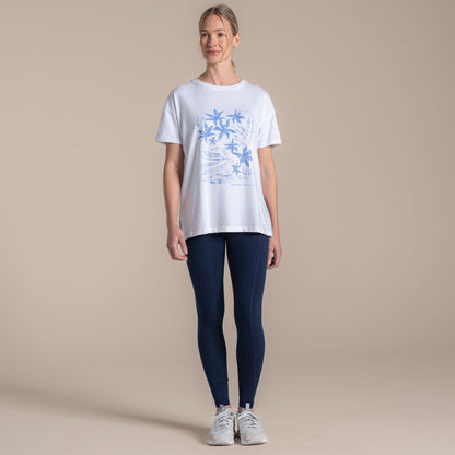 White - Pack Shot - Craghoppers Womens-Ladies Bistort Flowers National Trust T-Shirt