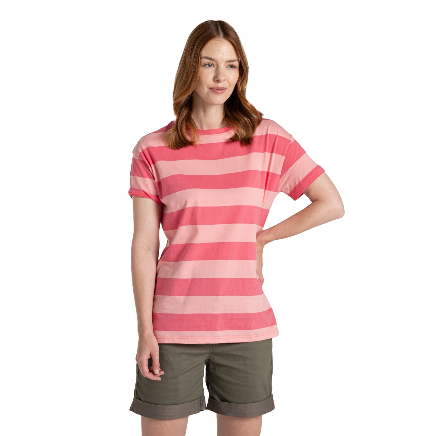 Coral Reef - Side - Craghoppers Womens-Ladies Yago Contrast Striped T-Shirt