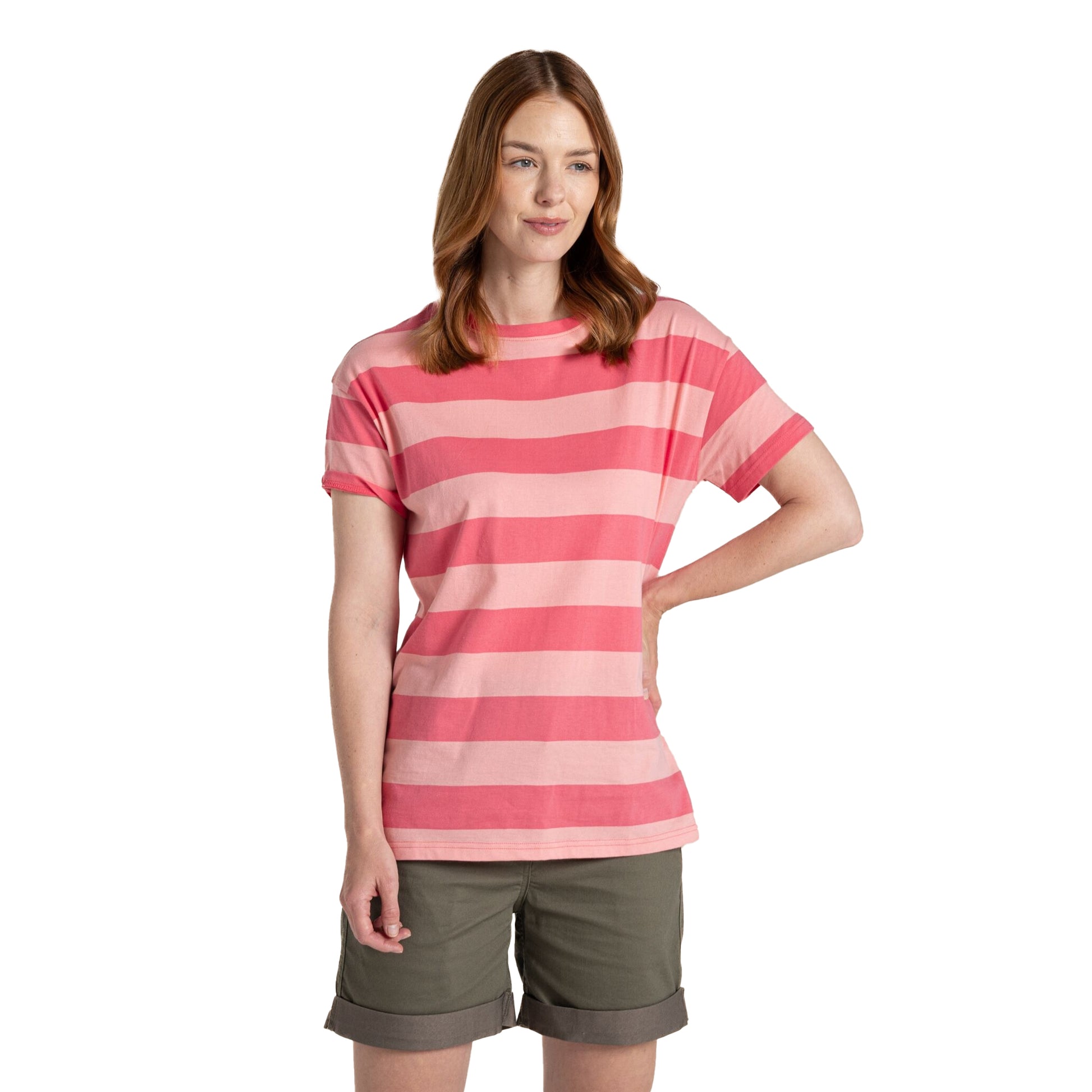 Coral Reef - Side - Craghoppers Womens-Ladies Yago Contrast Striped T-Shirt