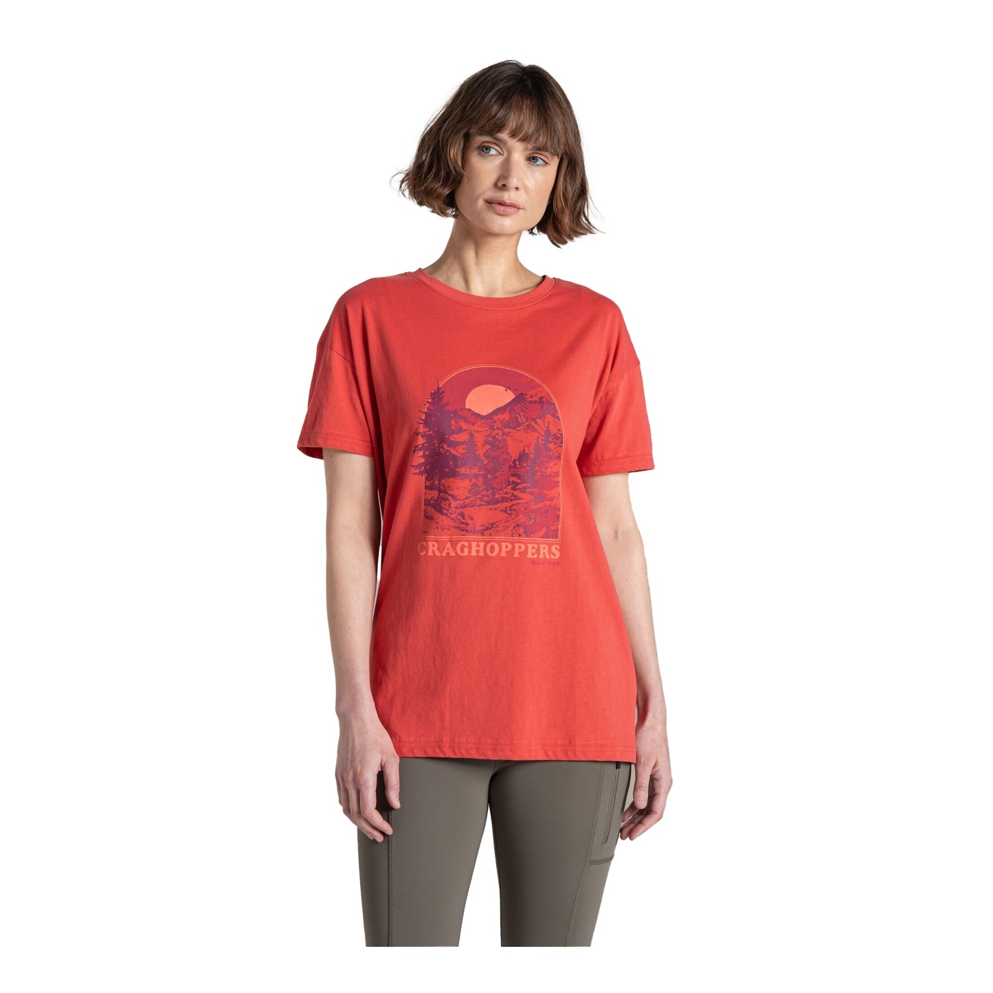 Compote Red - Lifestyle - Craghoppers Womens-Ladies Yago Mountain T-Shirt