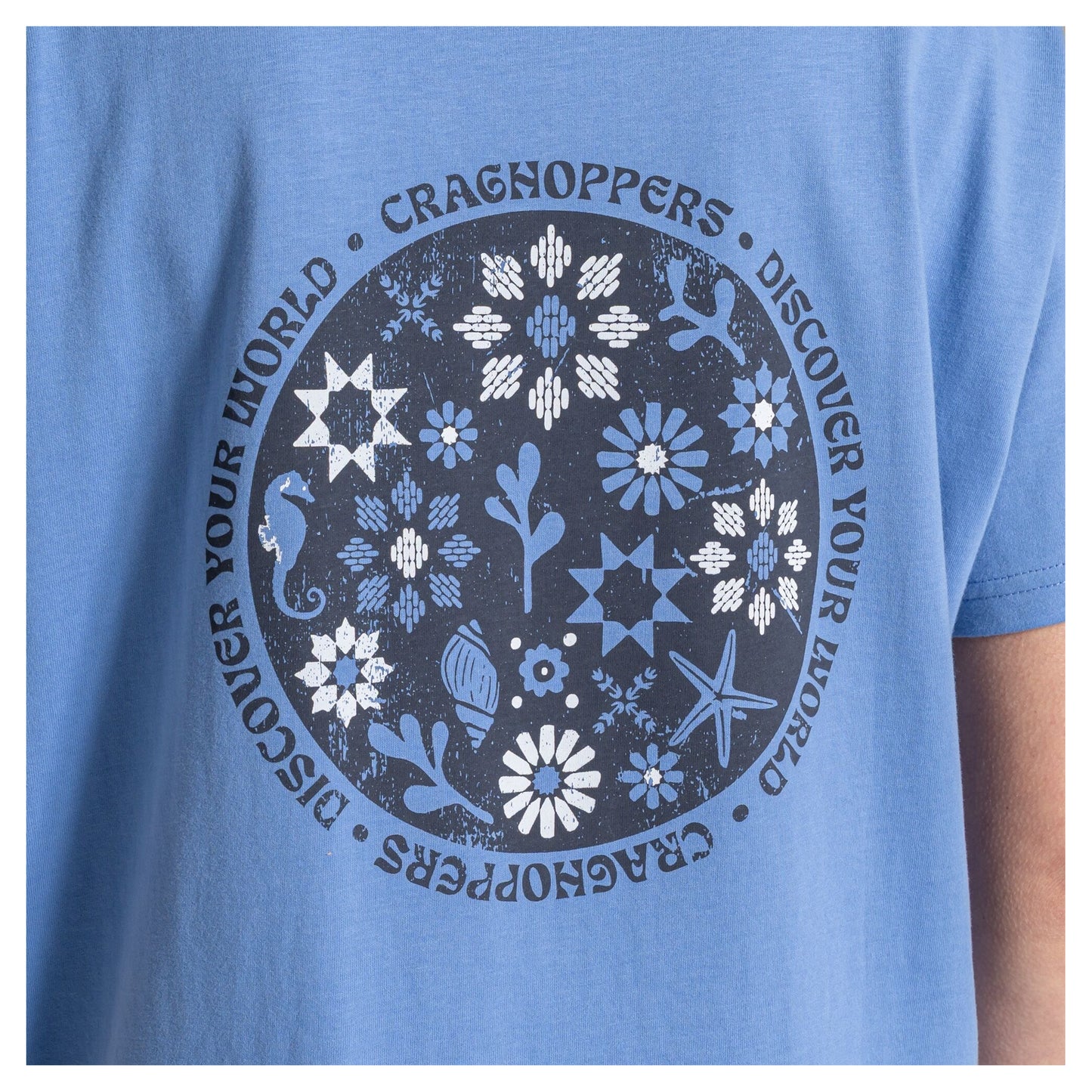 Vinca Blue - Side - Craghoppers Womens-Ladies Yago Sea Floral Back Print Short-Sleeved T-Shirt
