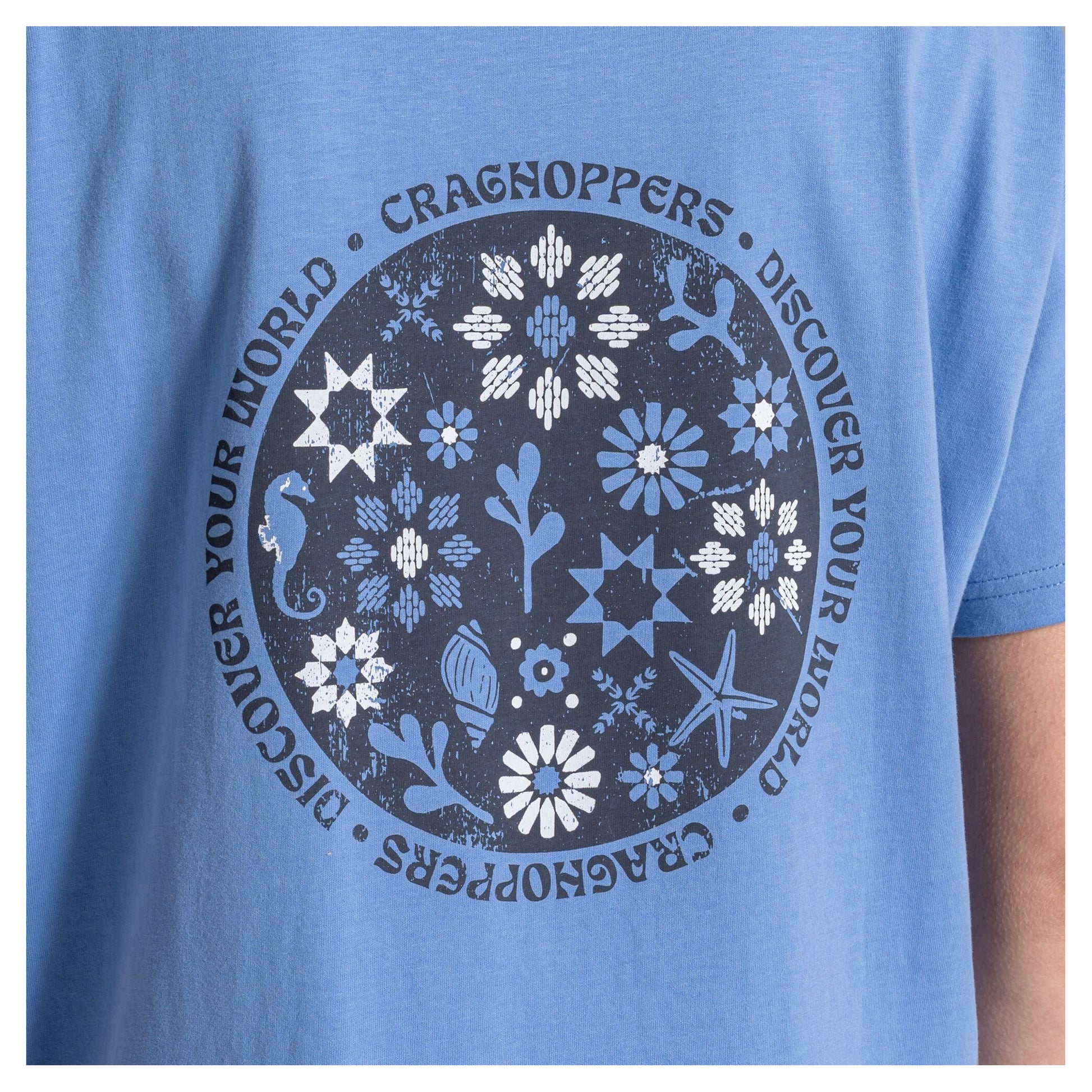Vinca Blue - Side - Craghoppers Womens-Ladies Yago Sea Floral Back Print Short-Sleeved T-Shirt