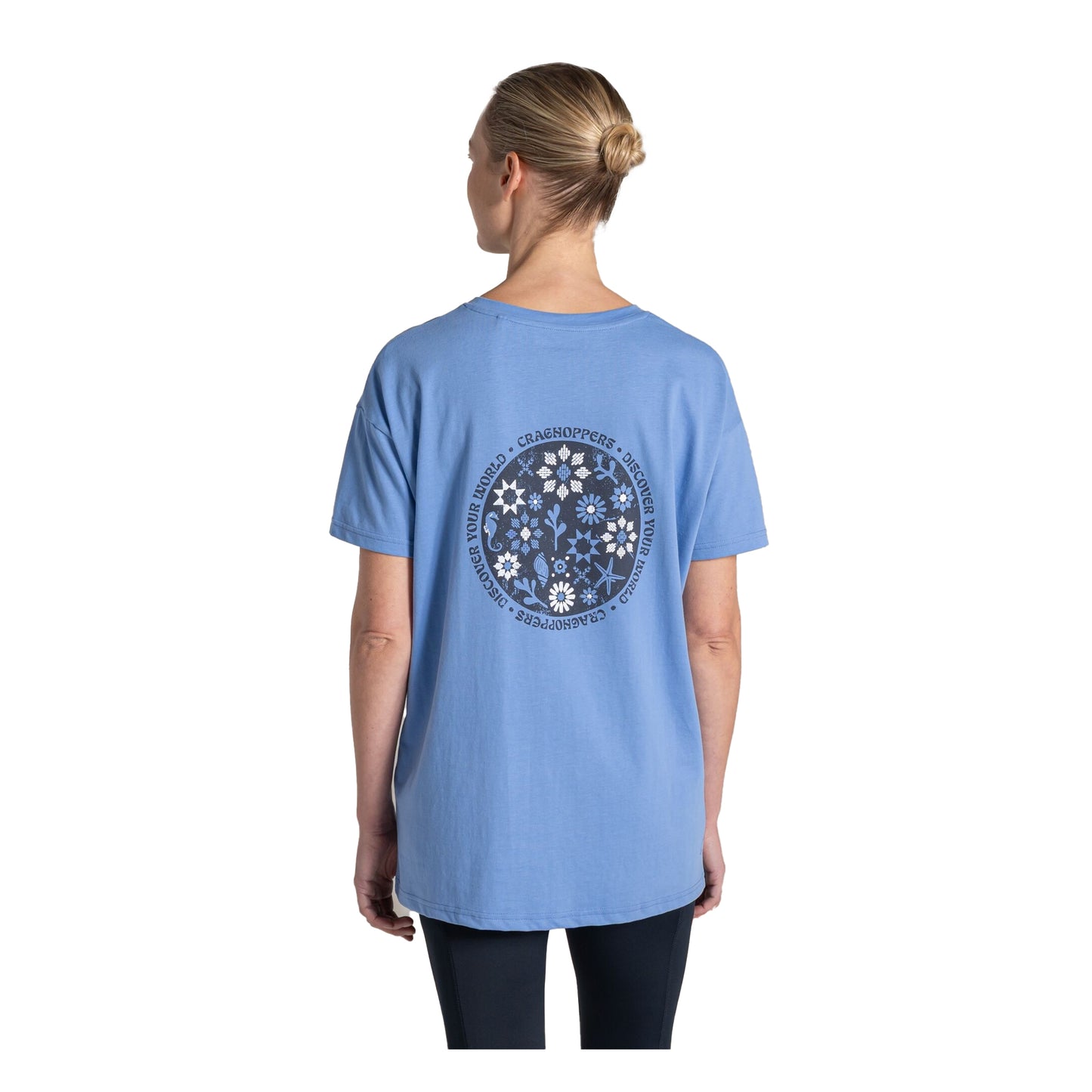 Vinca Blue - Pack Shot - Craghoppers Womens-Ladies Yago Sea Floral Back Print Short-Sleeved T-Shirt