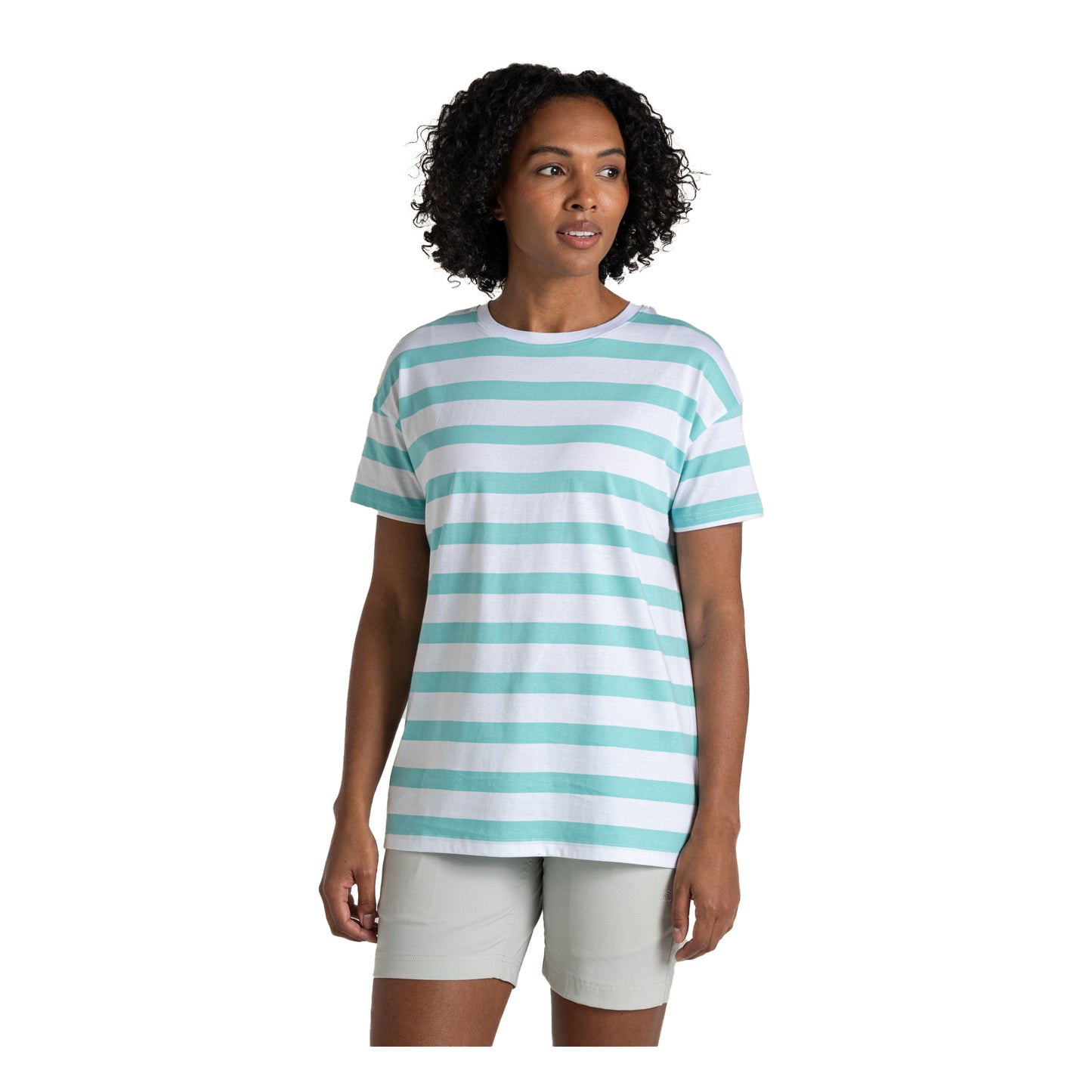 Aqua Sky - Side - Craghoppers Womens-Ladies Yago Stripe T-Shirt