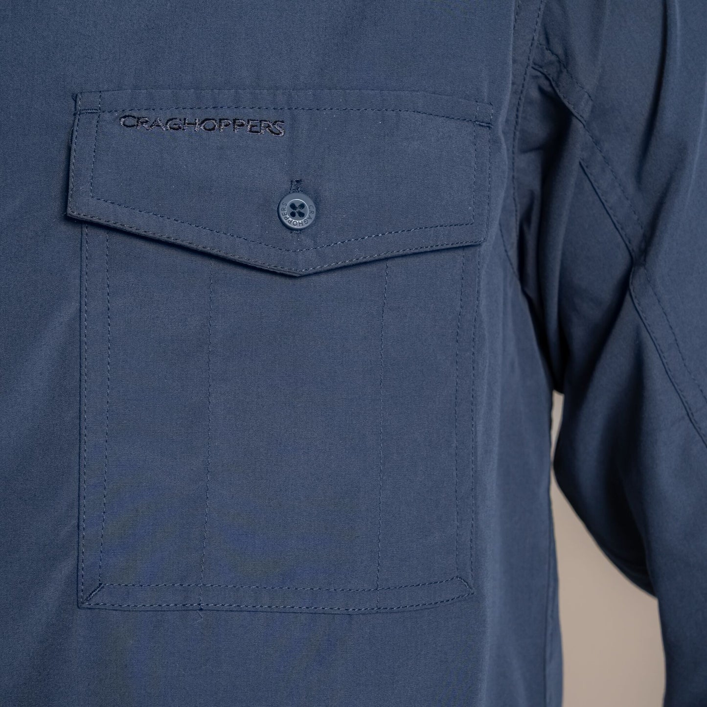 Ombre Blue - Close up - Craghoppers Mens Kiwi II Long-Sleeved Shirt
