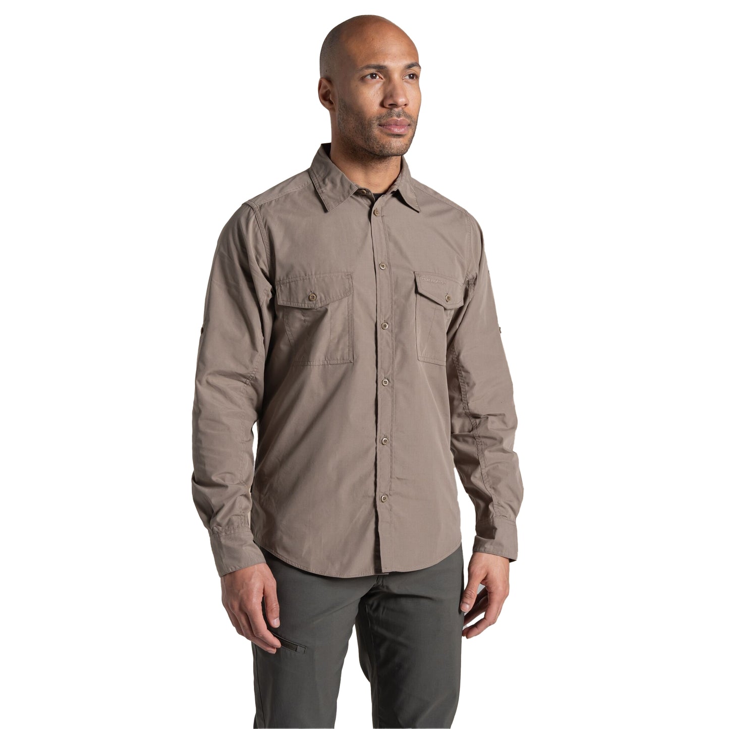 Pebble - Side - Craghoppers Mens Kiwi II Long-Sleeved Shirt