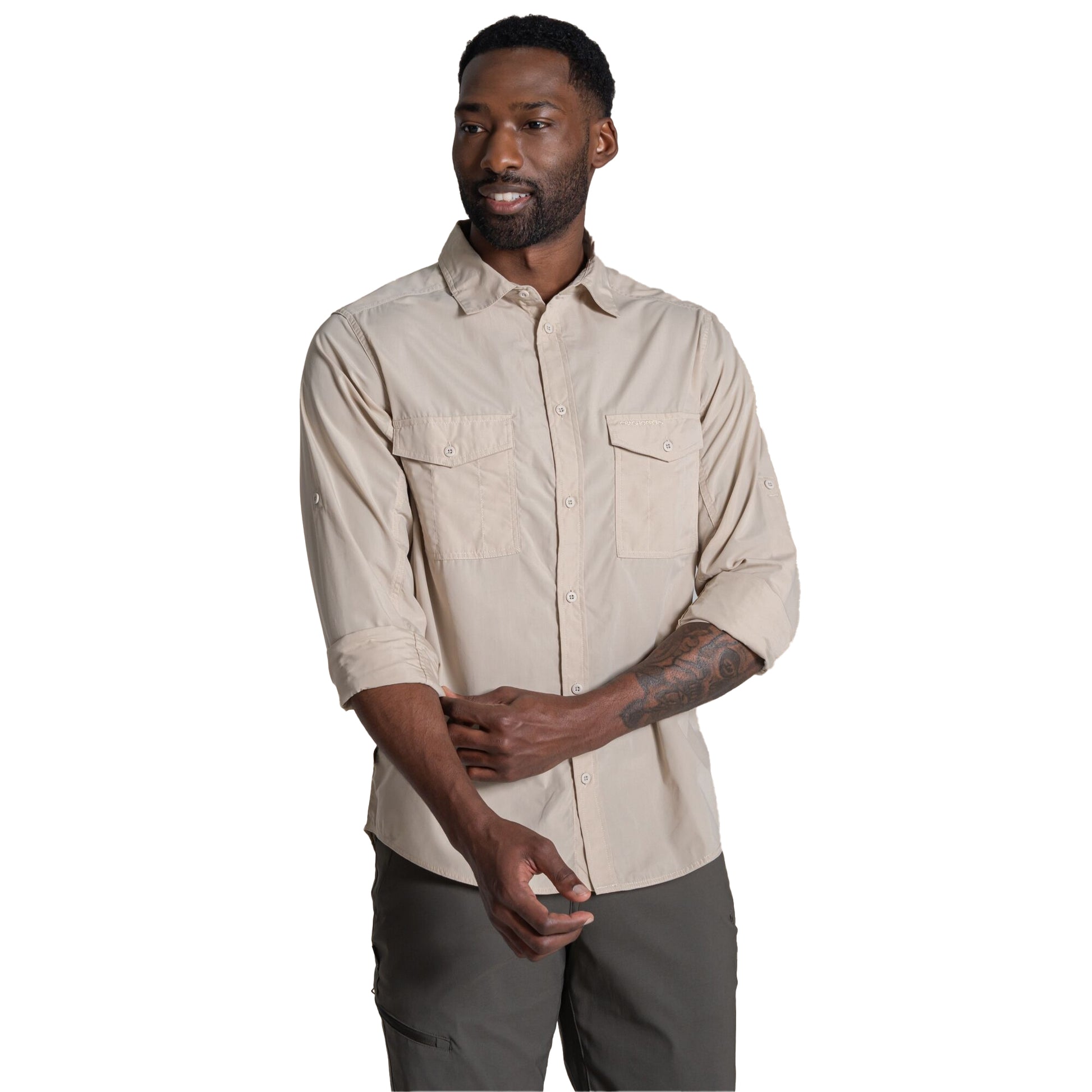 Oatmeal - Side - Craghoppers Mens Kiwi II Long-Sleeved Shirt