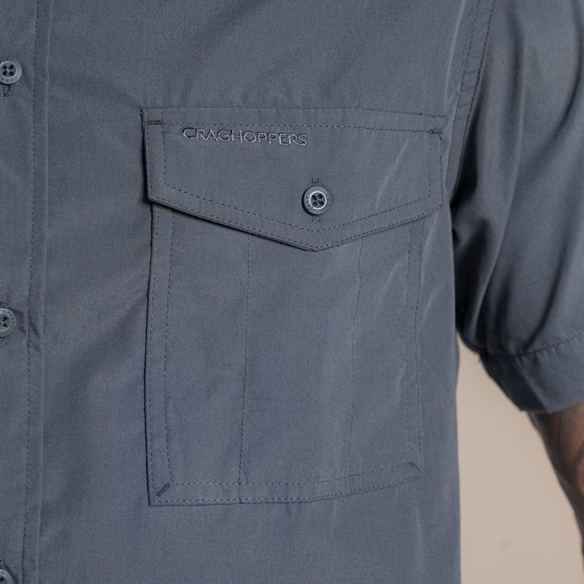 Dark Grey - Pack Shot - Craghoppers Mens Kiwi II Short-Sleeved Shirt