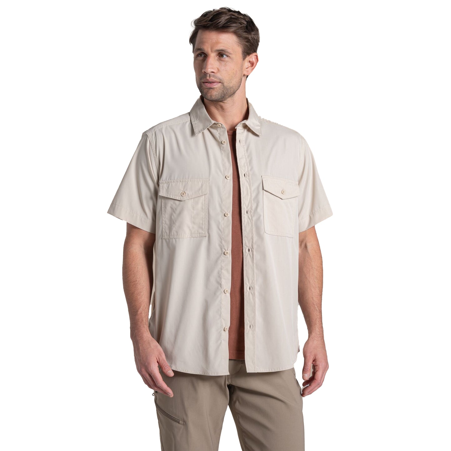 Oatmeal - Side - Craghoppers Mens Kiwi II Short-Sleeved Shirt