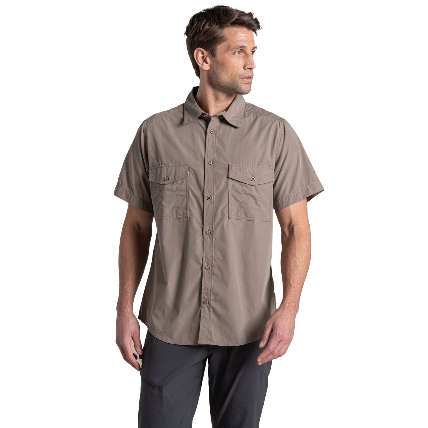 Pebble - Side - Craghoppers Mens Kiwi II Short-Sleeved Shirt