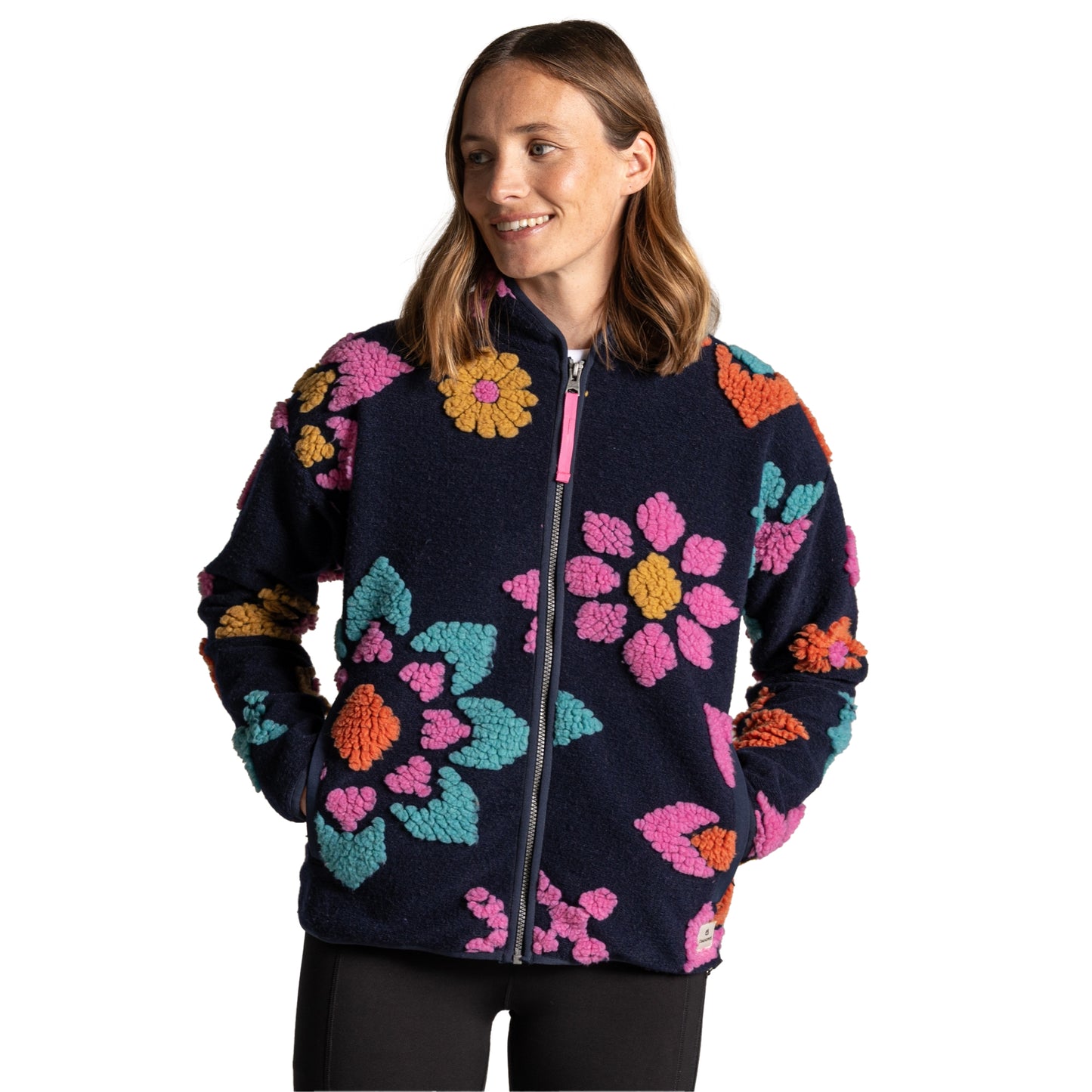 Dark Sapphire - Side - Craghoppers Womens-Ladies Catalina Flowers Full Zip Fleece Jacket