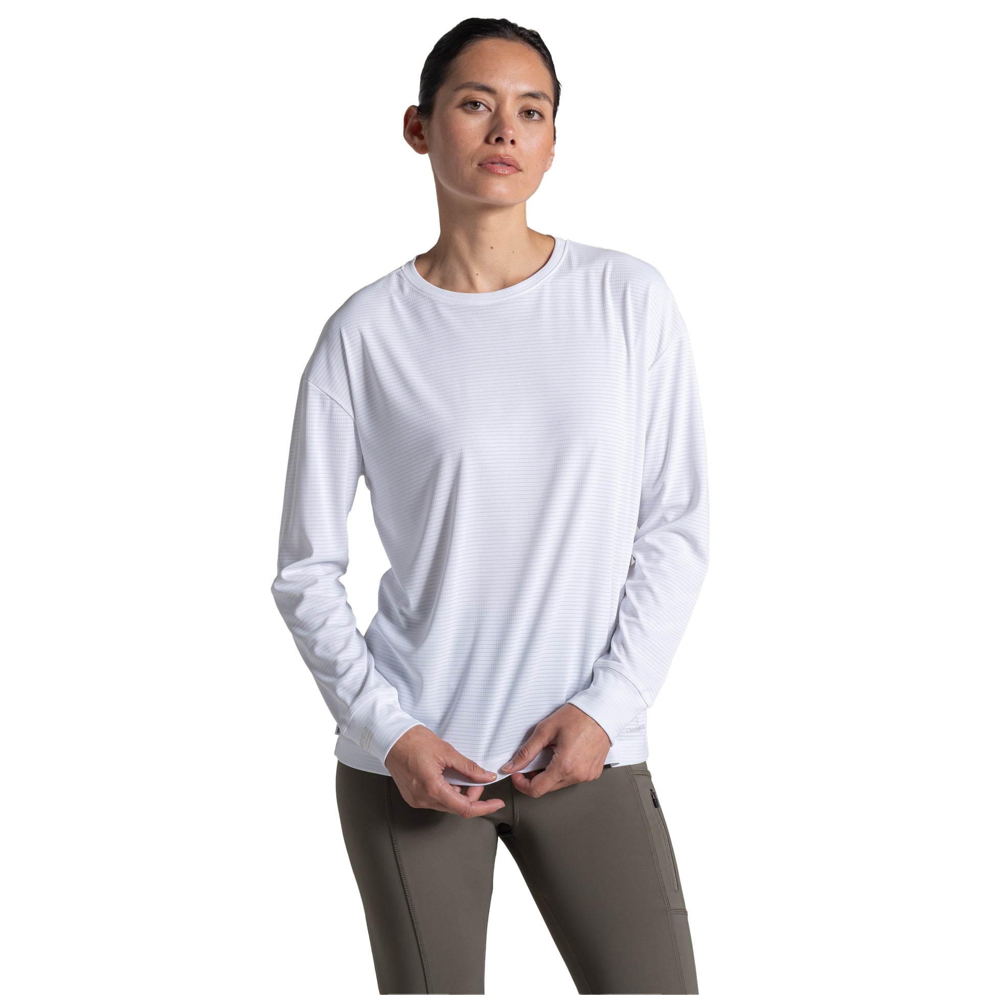 White - Side - Craghoppers Womens-Ladies Nosilife Long-Sleeved T-Shirt