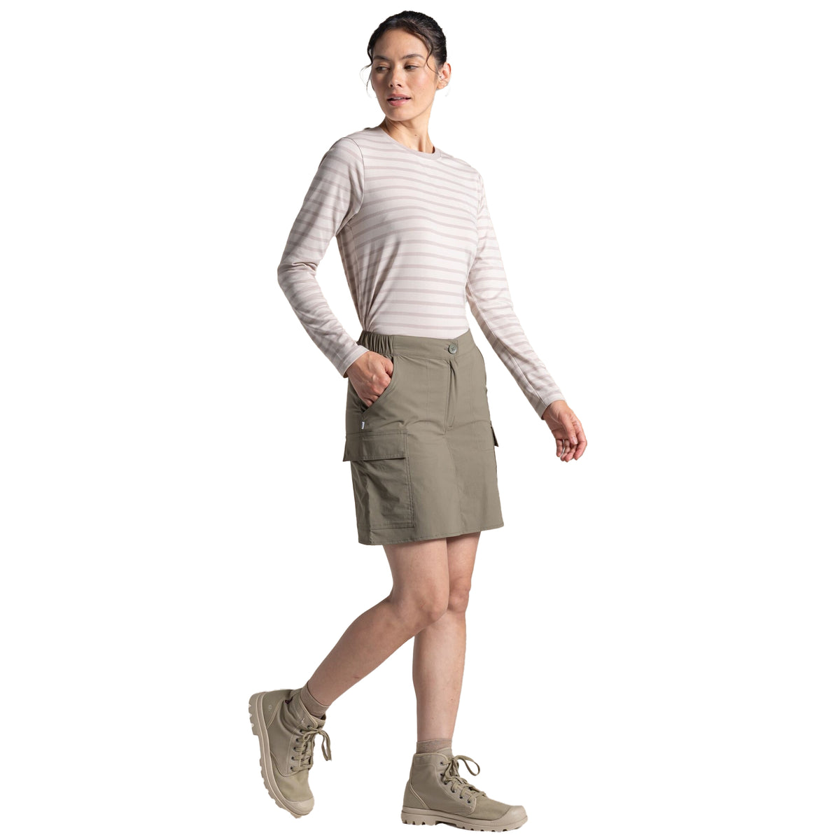 Wild Olive - Pack Shot - Craghoppers Womens-Ladies NosiLife Pro Cargo Skirt