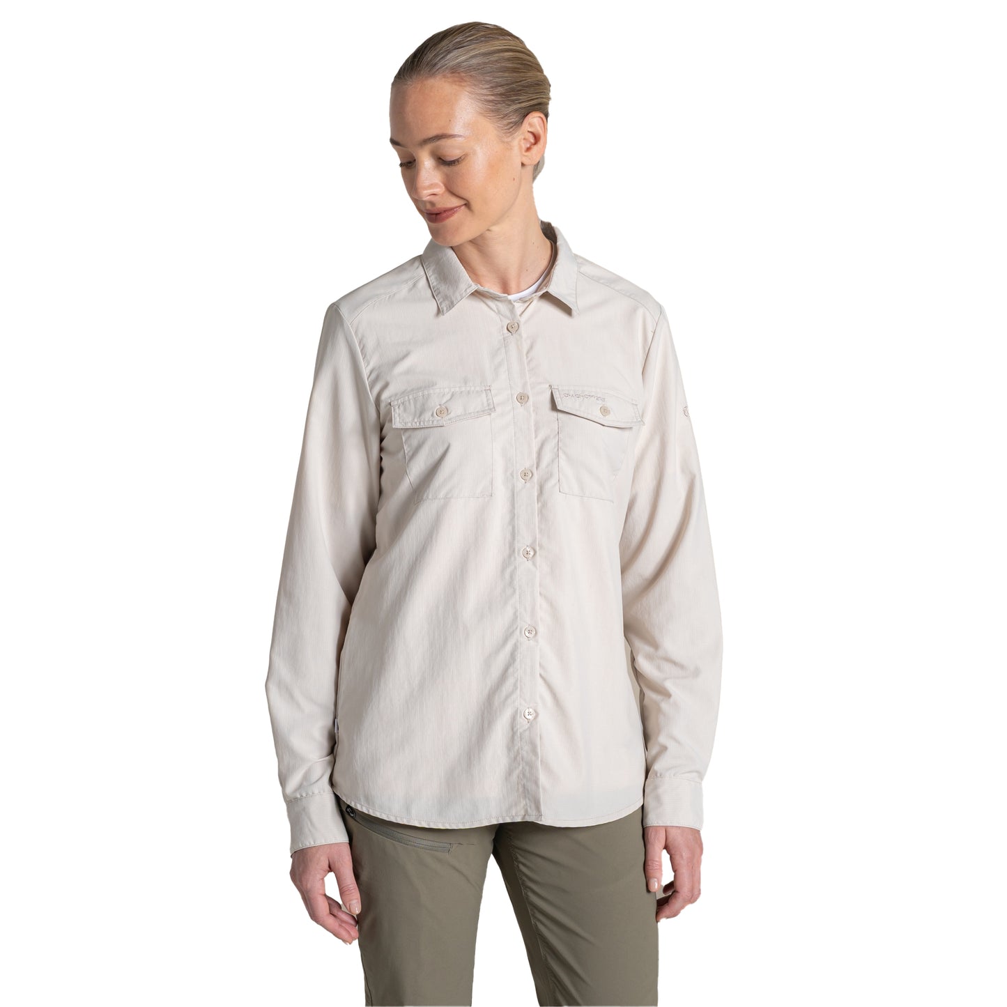 Oyster - Side - Craghoppers Womens-Ladies Loukkos Nosilife Long-Sleeved Shirt
