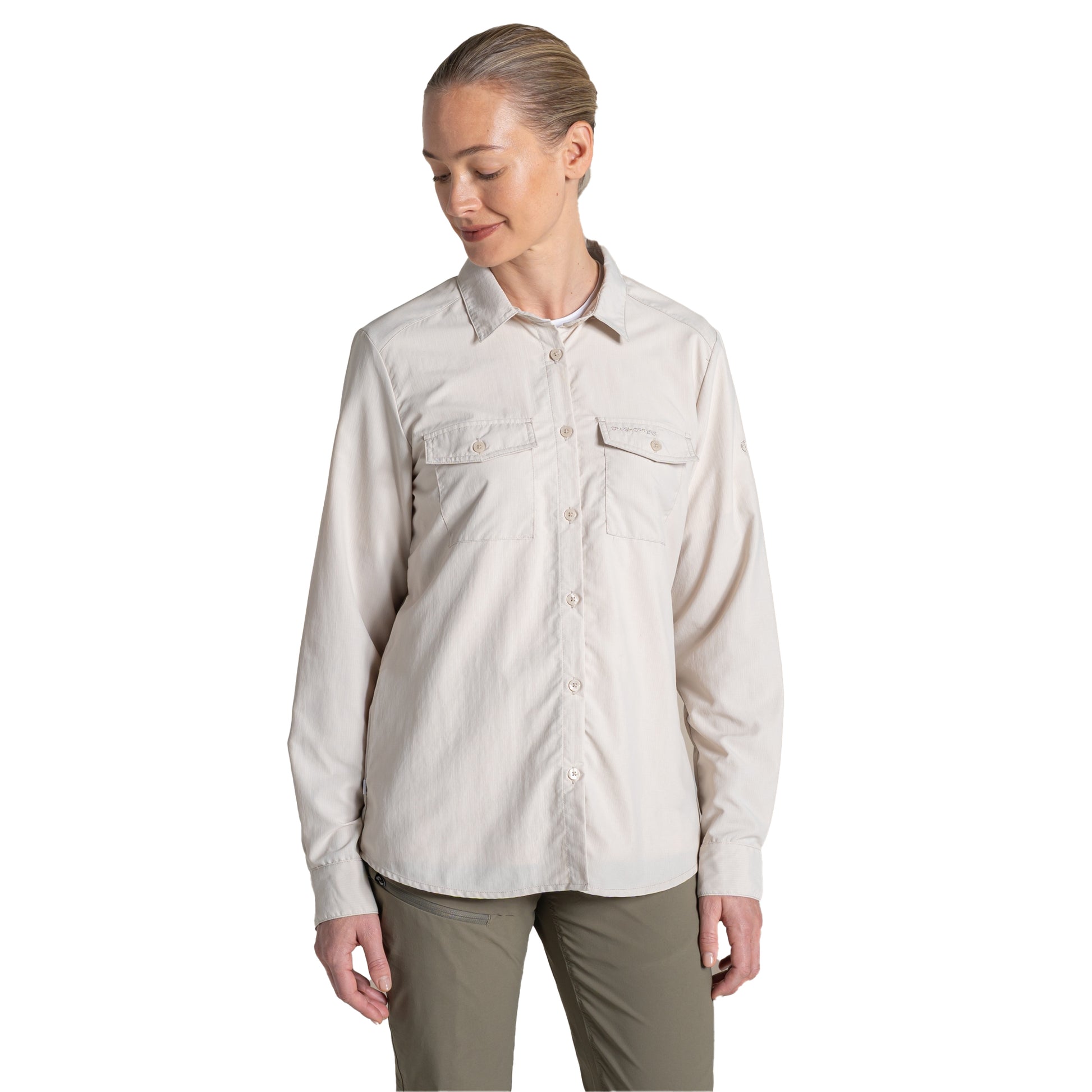 Oyster - Side - Craghoppers Womens-Ladies Loukkos Nosilife Long-Sleeved Shirt