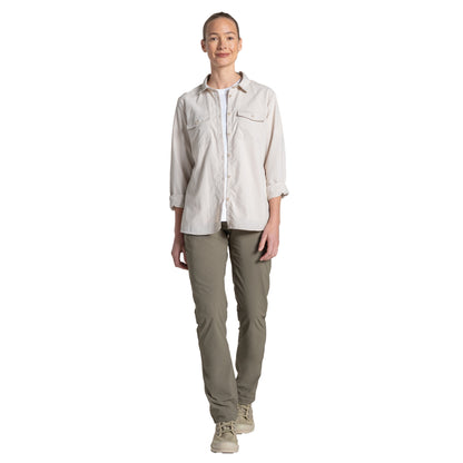 Oyster - Close up - Craghoppers Womens-Ladies Loukkos Nosilife Long-Sleeved Shirt
