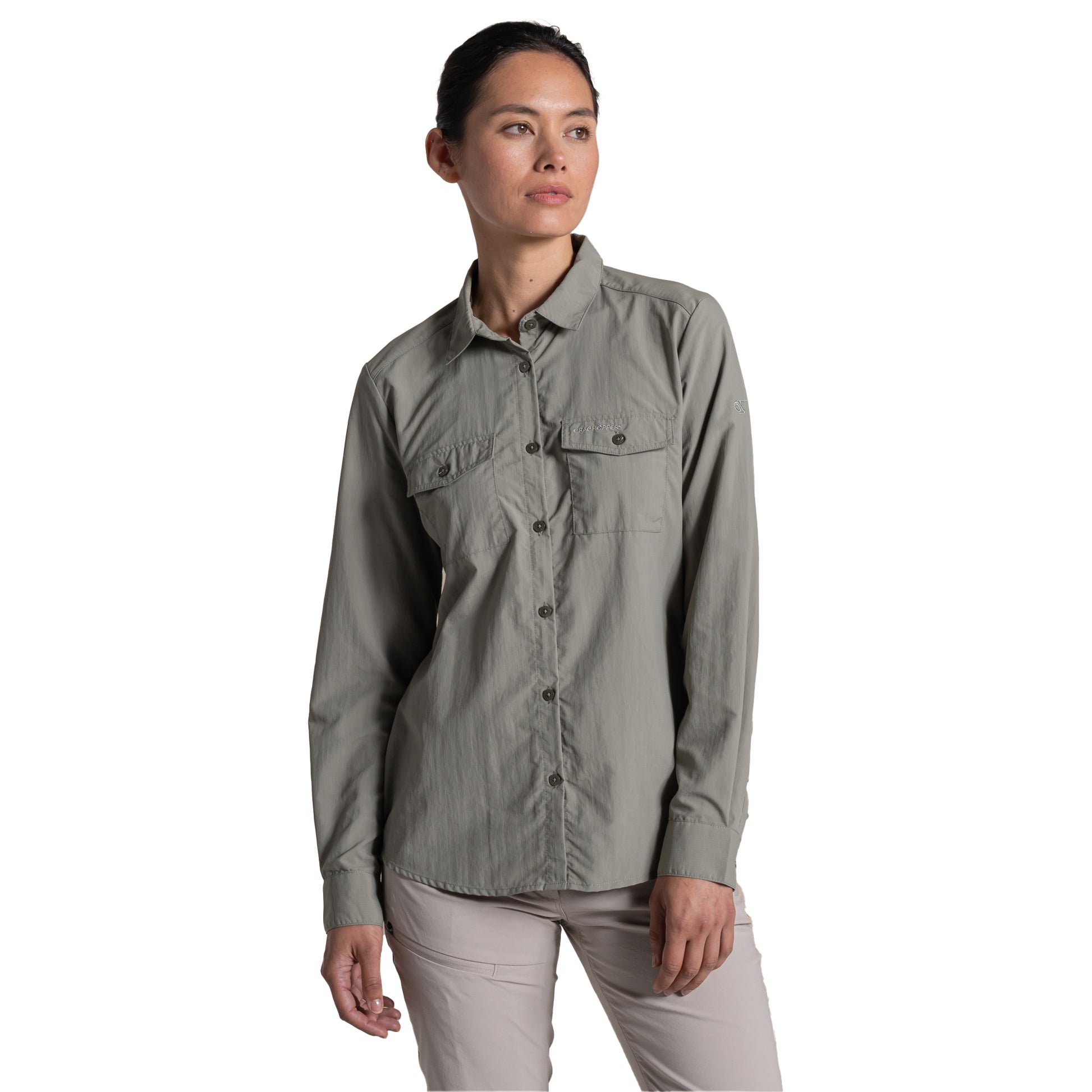 Vert - Side - Craghoppers Womens-Ladies Loukkos Nosilife Long-Sleeved Shirt