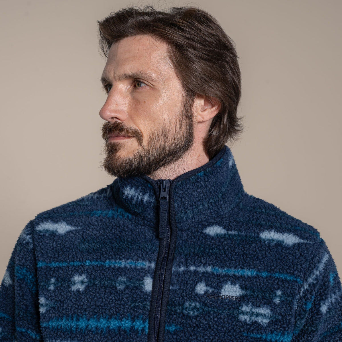 Blue Navy - Side - Craghoppers Mens National Trust Rawthey Fleece Top