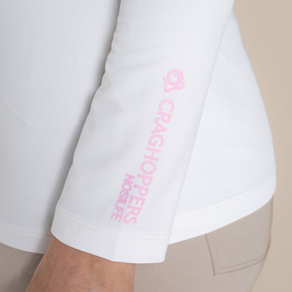 White - Lifestyle - Craghoppers Womens-Ladies Nosilife Mock Neck Long-Sleeved Golf T-Shirt