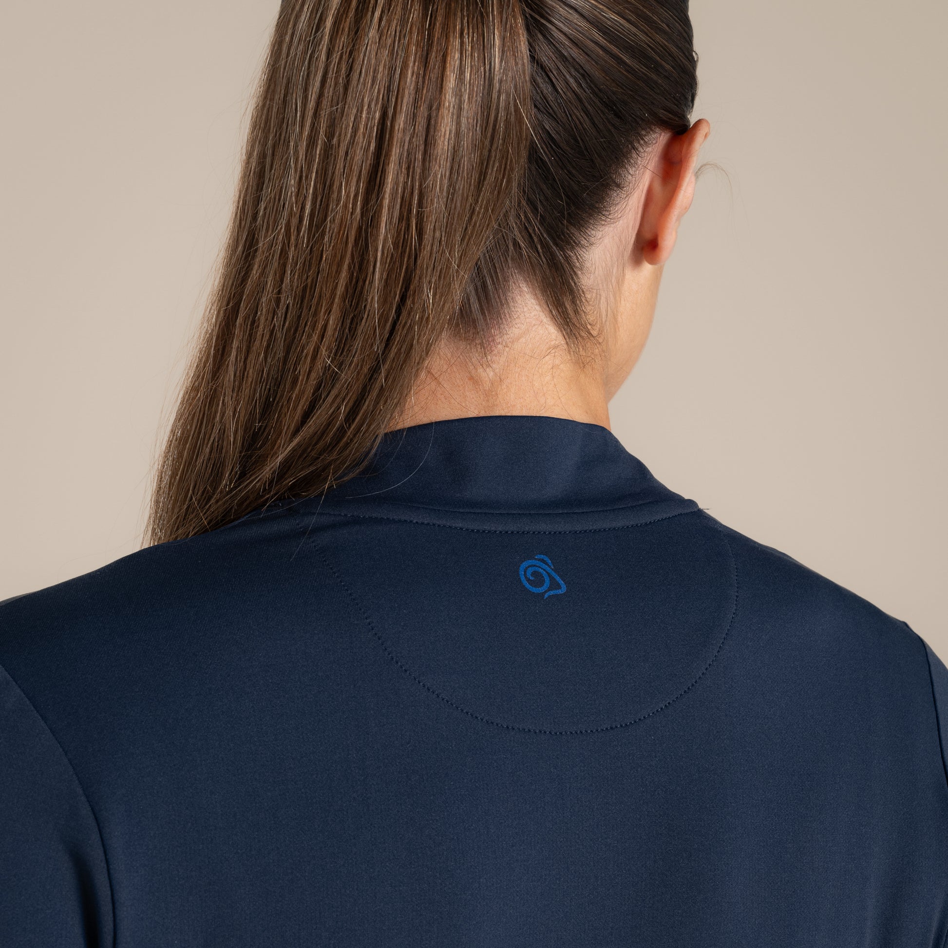 White - Side - Craghoppers Womens-Ladies Nosilife Mock Neck Long-Sleeved Golf T-Shirt