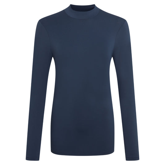 Blue Navy - Front - Craghoppers Womens-Ladies Nosilife Mock Neck Long-Sleeved Golf T-Shirt