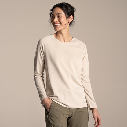 Oyster Marl - Pack Shot - Craghoppers Womens-Ladies Nour Nosilife Long-Sleeved T-Shirt