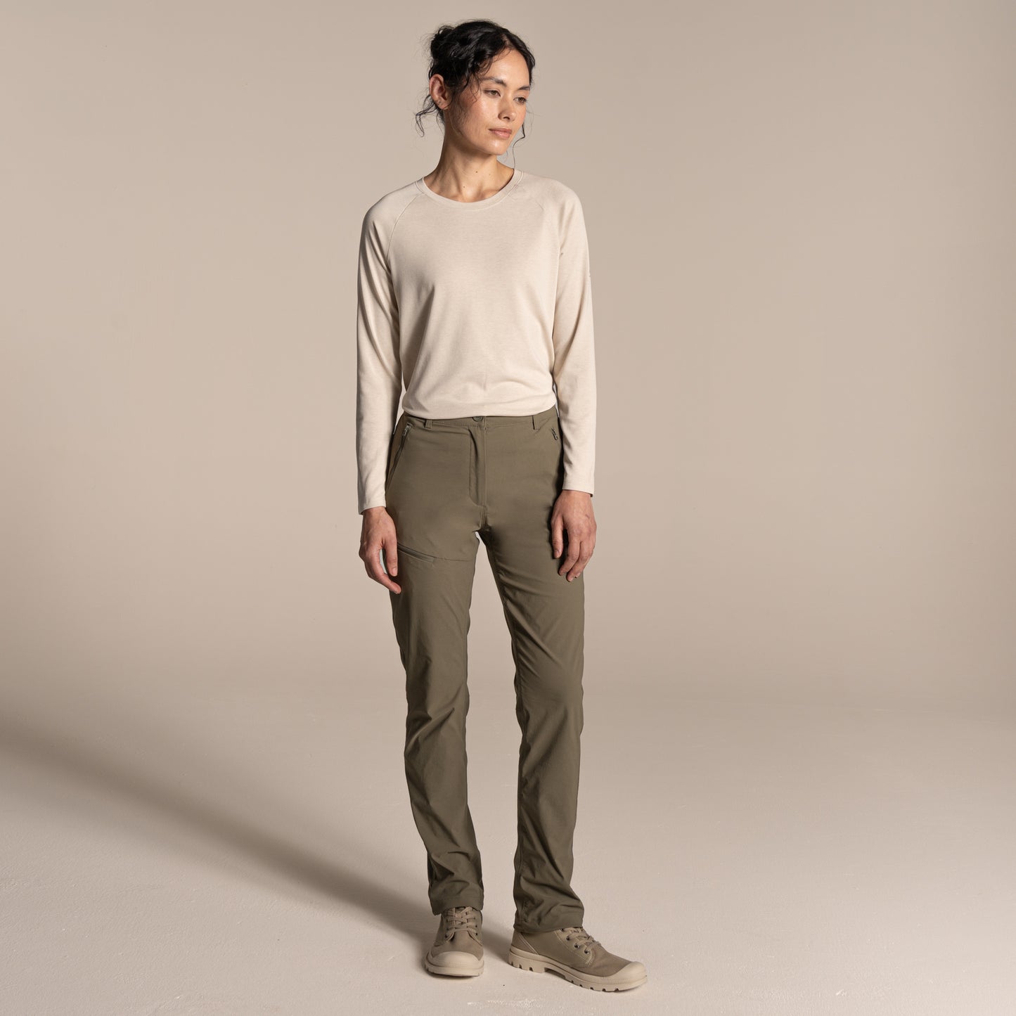 Oyster Marl - Close up - Craghoppers Womens-Ladies Nour Nosilife Long-Sleeved T-Shirt