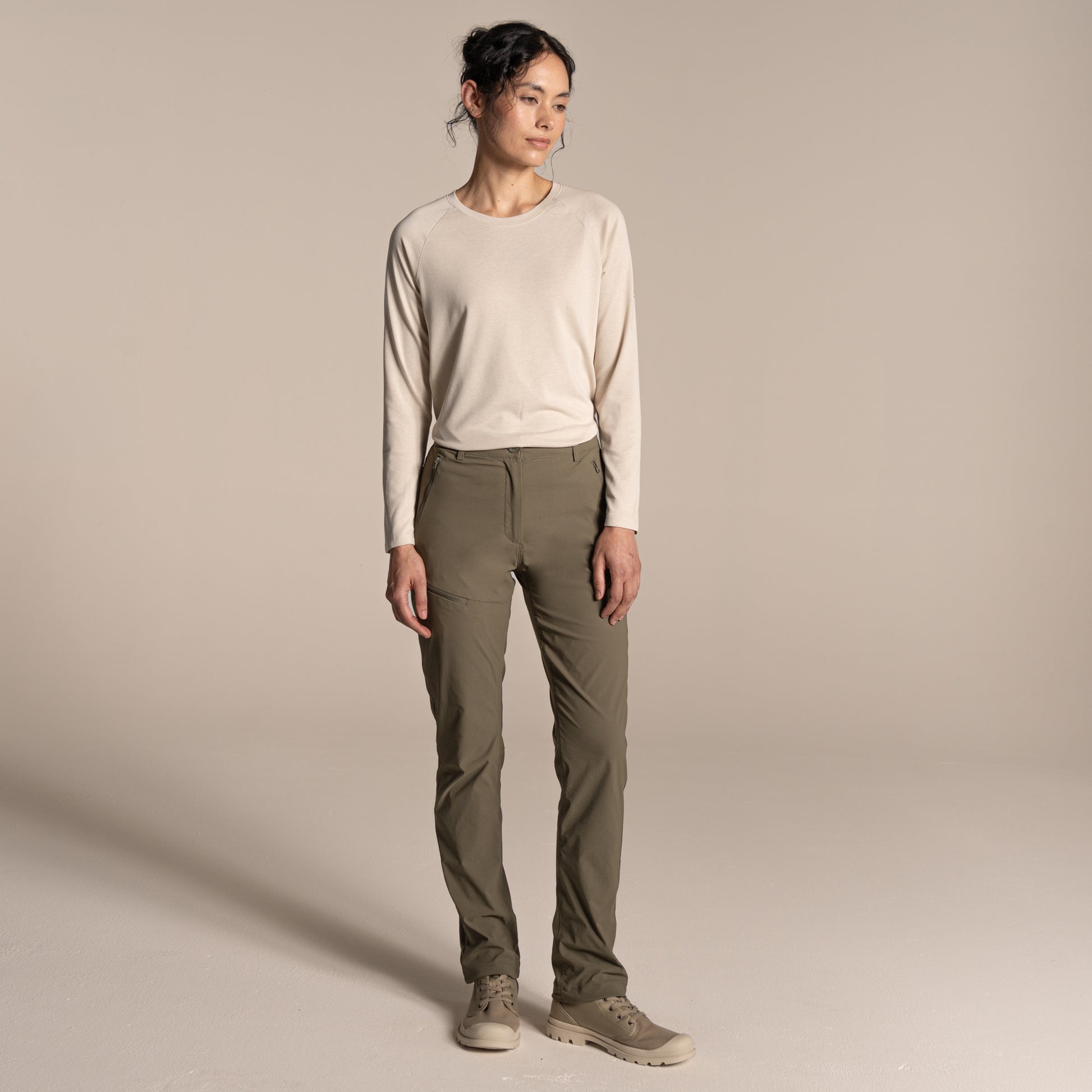 Oyster Marl - Close up - Craghoppers Womens-Ladies Nour Nosilife Long-Sleeved T-Shirt