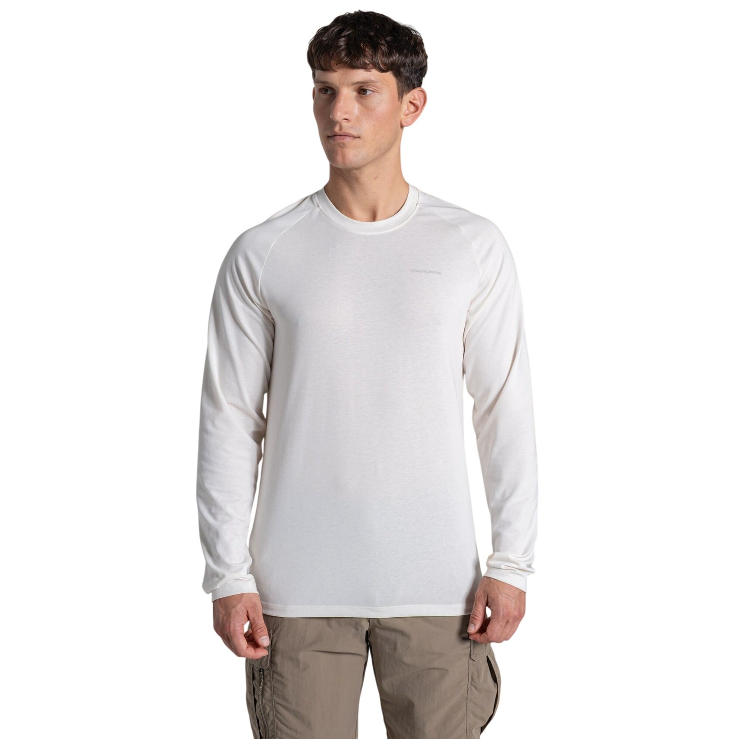 Sail White - Side - Craghoppers Mens Nour Nosilife Long-Sleeved T-Shirt