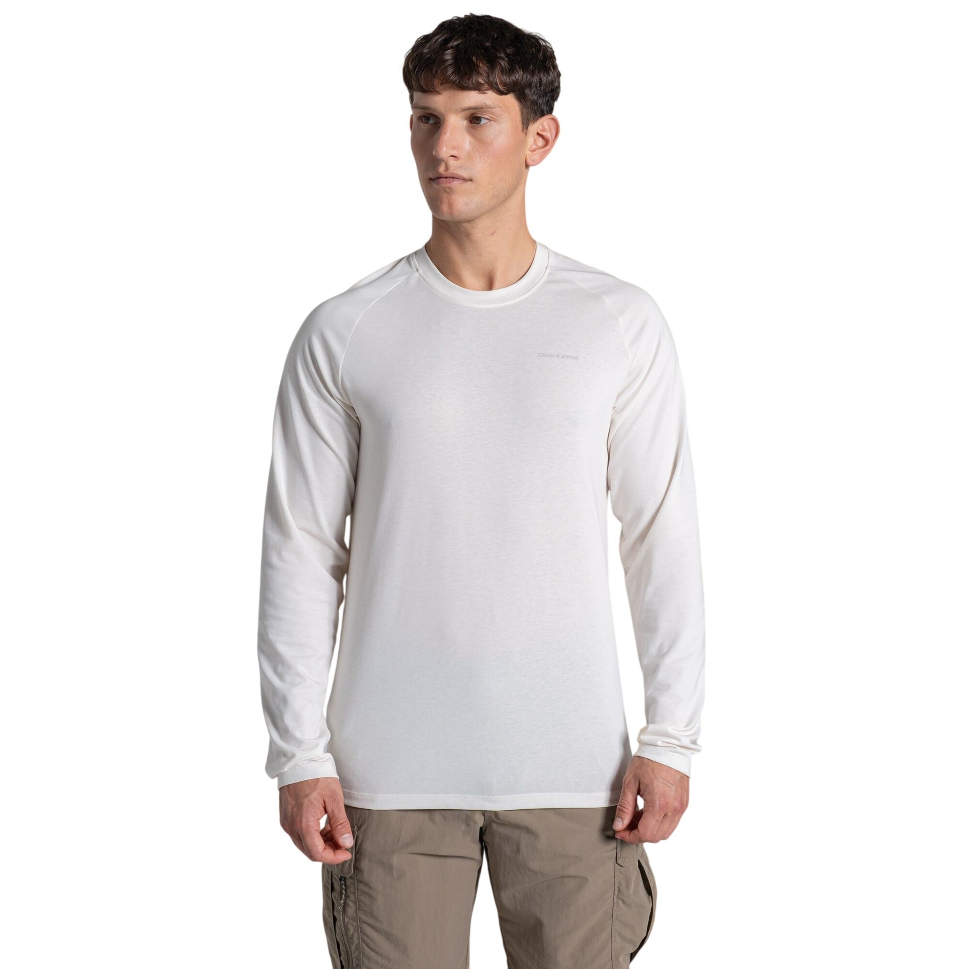 Sail White - Side - Craghoppers Mens Nour Nosilife Long-Sleeved T-Shirt