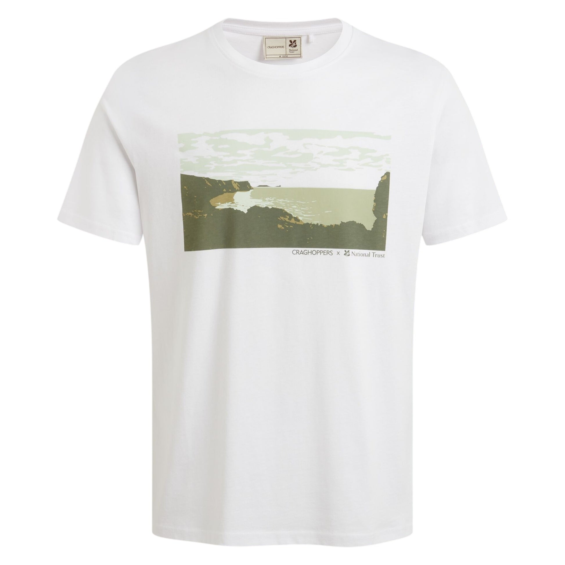 White - Front - Craghoppers Mens National Trust Sabden Scenery Short-Sleeved T-Shirt