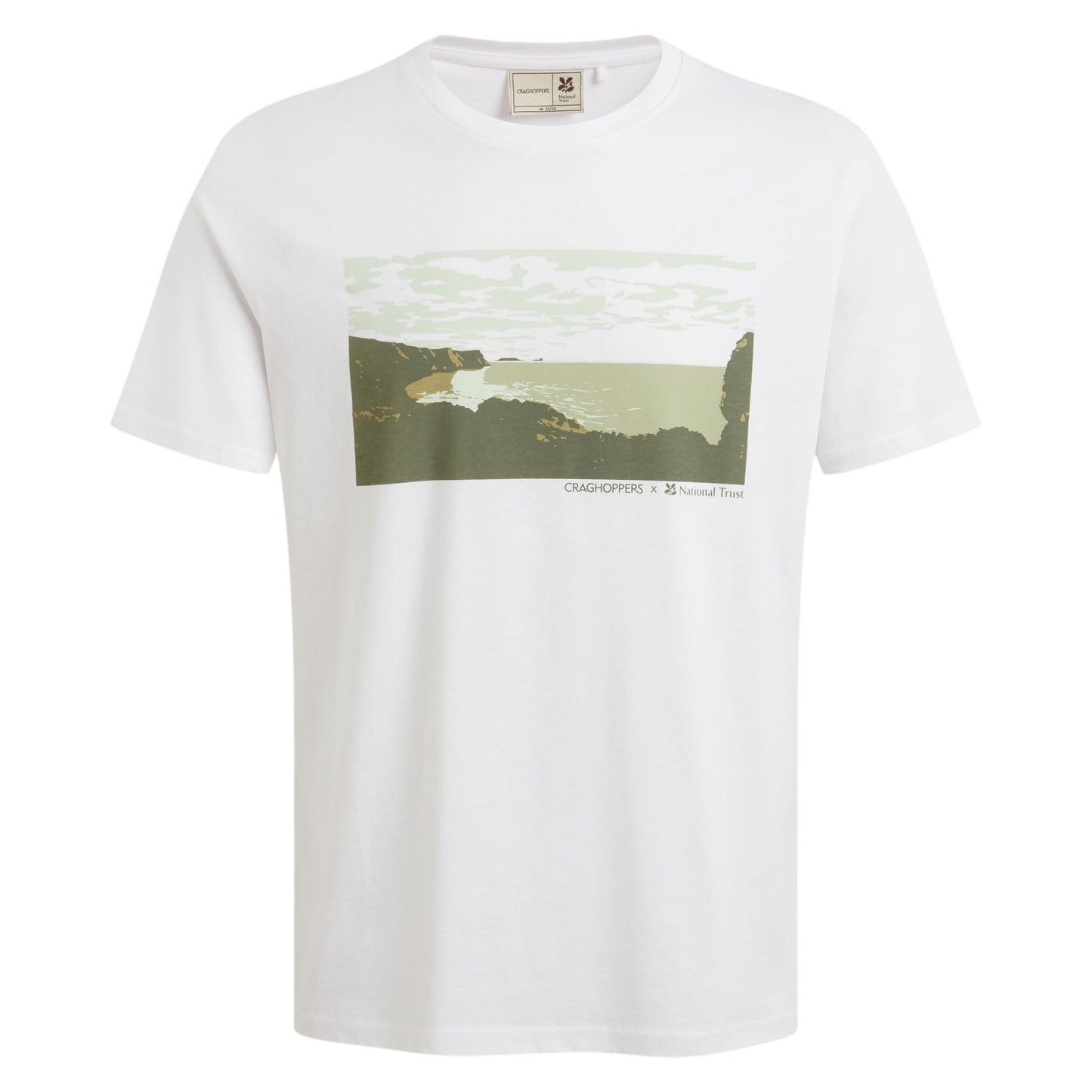 White - Front - Craghoppers Mens National Trust Sabden Scenery Short-Sleeved T-Shirt