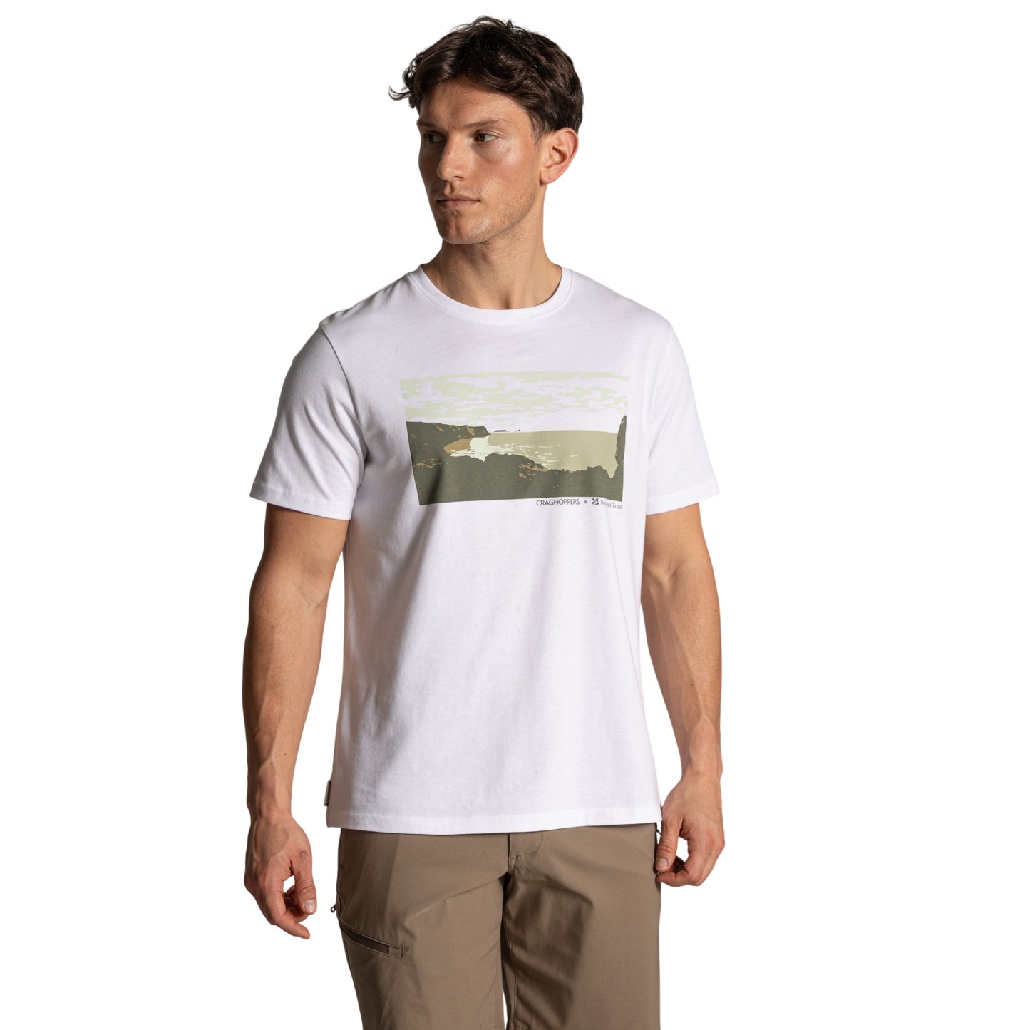 White - Side - Craghoppers Mens National Trust Sabden Scenery Short-Sleeved T-Shirt