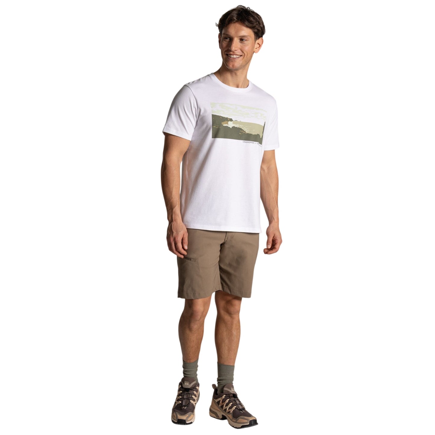 White - Lifestyle - Craghoppers Mens National Trust Sabden Scenery Short-Sleeved T-Shirt