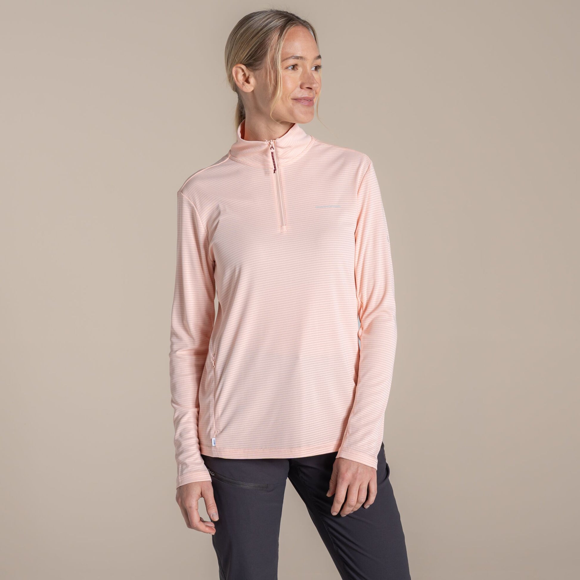 Sherbet - Pack Shot - Craghoppers Womens-Ladies Nosilife Half Zip Top