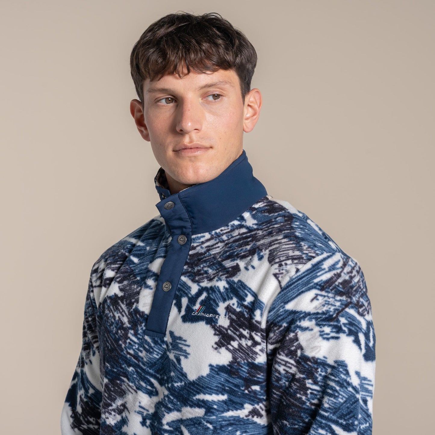Ecru - Side - Craghoppers Mens Dewlish II Overhead Fleece Top