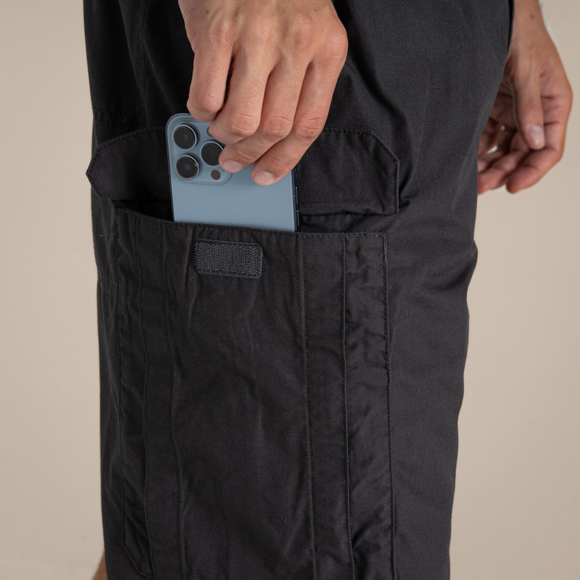 Black Pepper - Side - Craghoppers Mens Kiwi Long Shorts