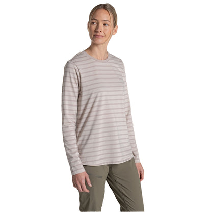 Oyster - Side - Craghoppers Womens-Ladies Akona Striped Nosilife Long-Sleeved T-Shirt