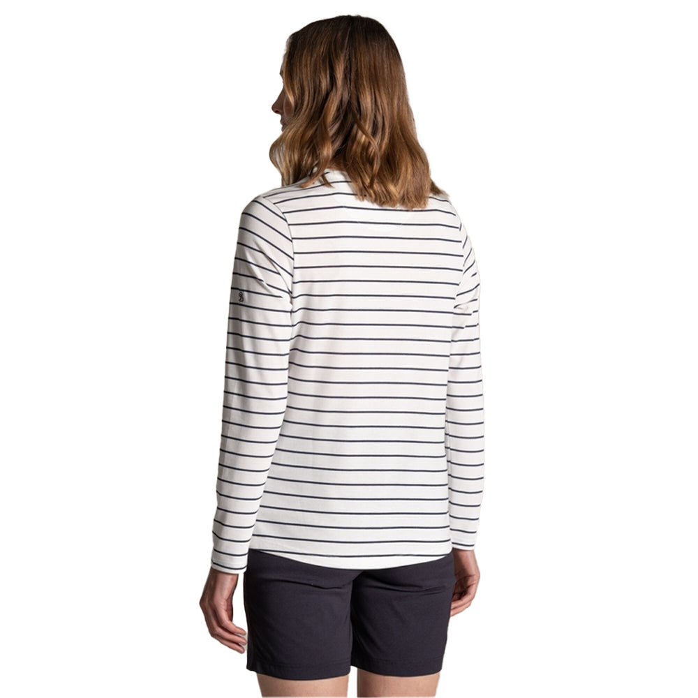 Sail White-Blue Navy - Back - Craghoppers Womens-Ladies Akona Striped Nosilife Long-Sleeved T-Shirt