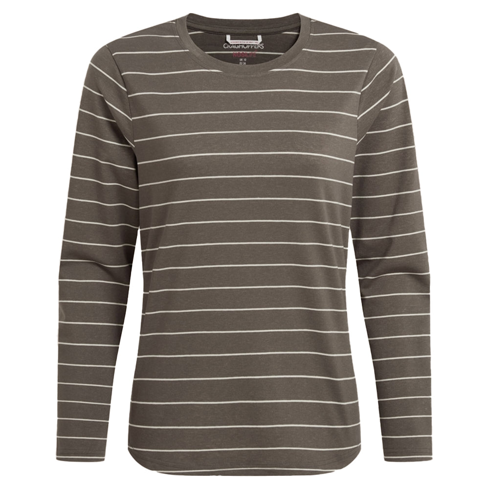 Wild Olive - Front - Craghoppers Womens-Ladies Akona Striped Nosilife Long-Sleeved T-Shirt