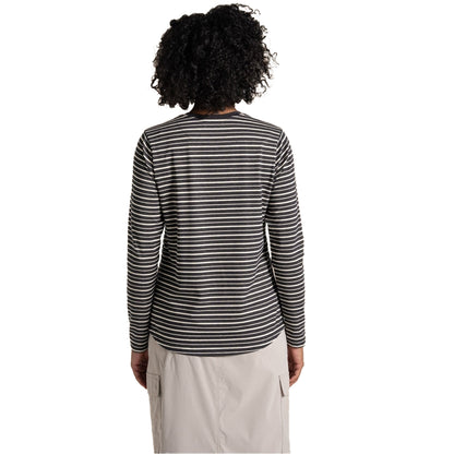 Charcoal - Back - Craghoppers Womens-Ladies Akona Striped Nosilife Long-Sleeved T-Shirt